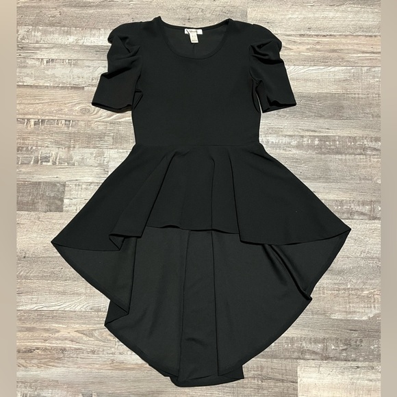 Black long peplum puff sleeve top - Picture 4 of 4